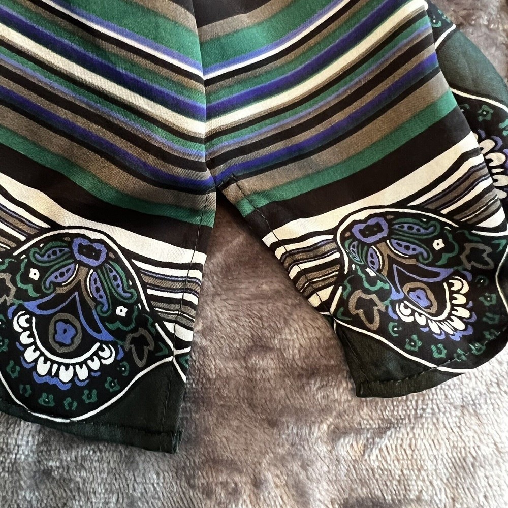 Laundry By Shelli Segal Medium 8 Blue Black Paisley Sleeveless V-neck Blouse - Picture 6 of 10